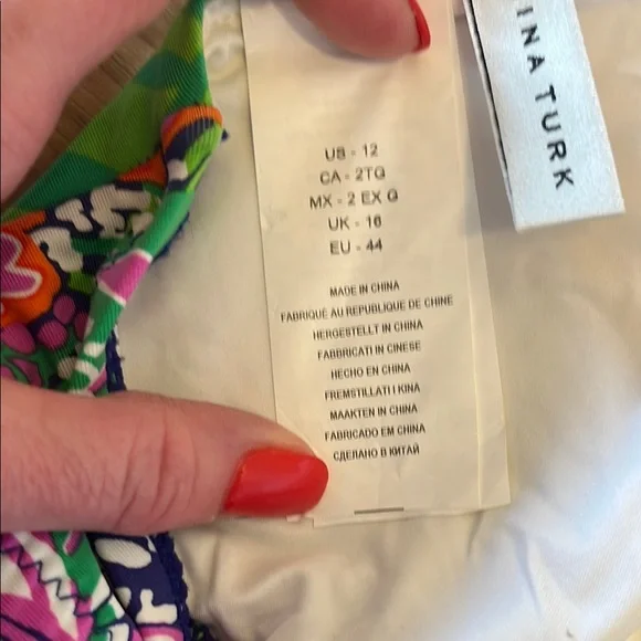 LIKE NEW! Trina Turk Colorful Floral Halter Bikini Top + matching bottoms Sz 12 - Picture 4 of 8